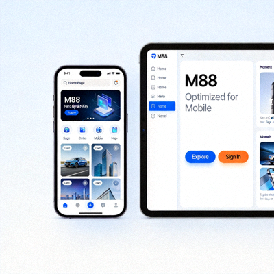Tampilan mobile M88 yang dioptimalkan untuk smartphone dan tablet
